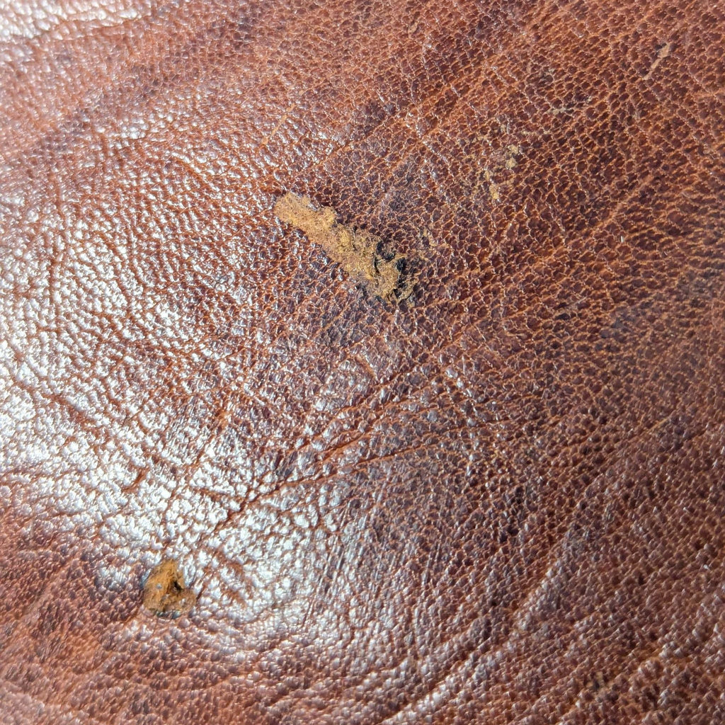 Rustic Brown Leather Pouf Ottoman