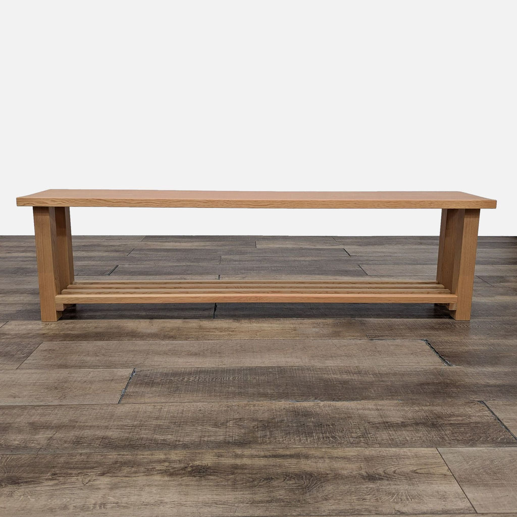 Solid Wood Bench with Shelf