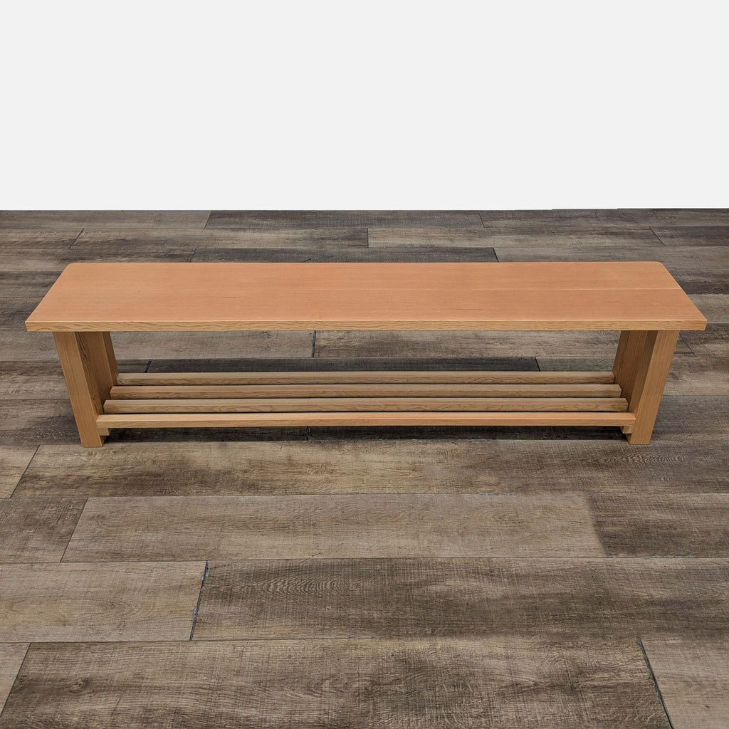 Solid Wood Bench with Shelf