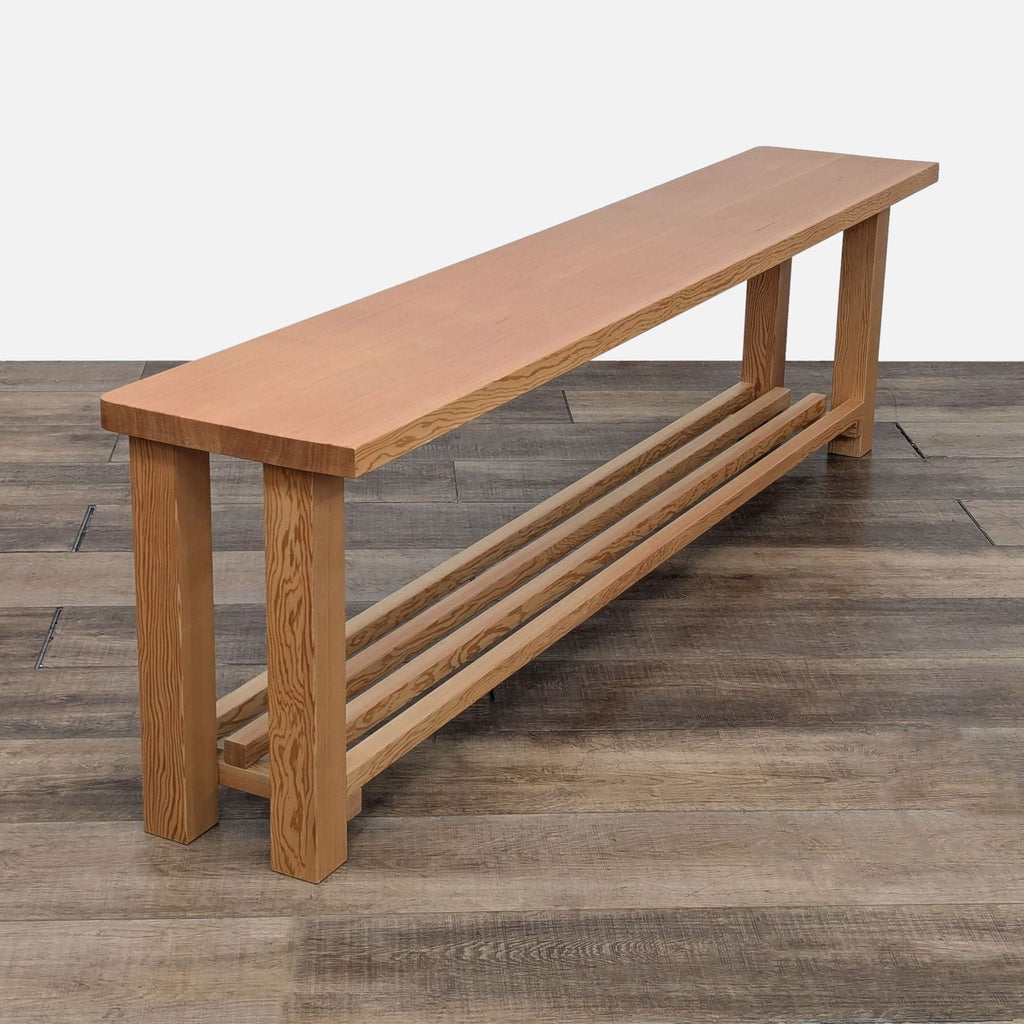 Solid Wood Bench with Shelf