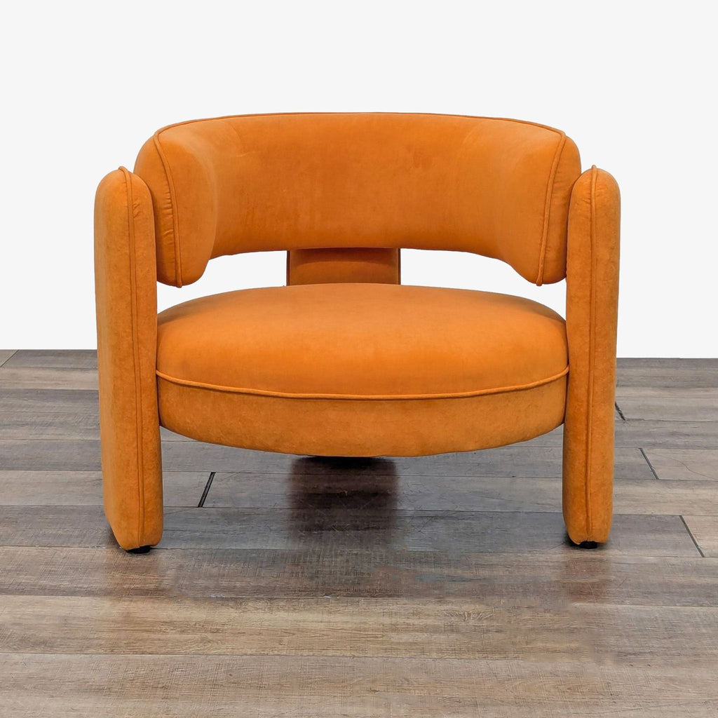 Modern Orange Velvet Rounded Accent Chair