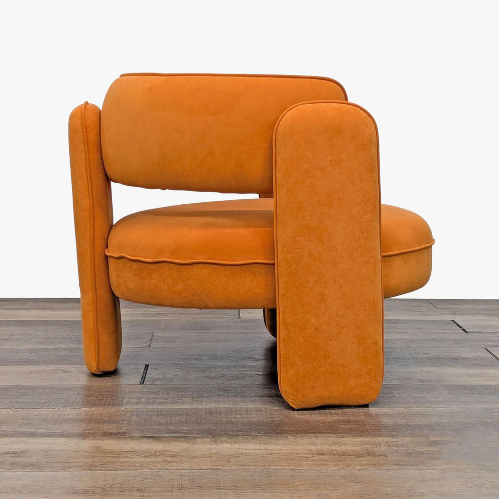 Modern Orange Velvet Rounded Accent Chair