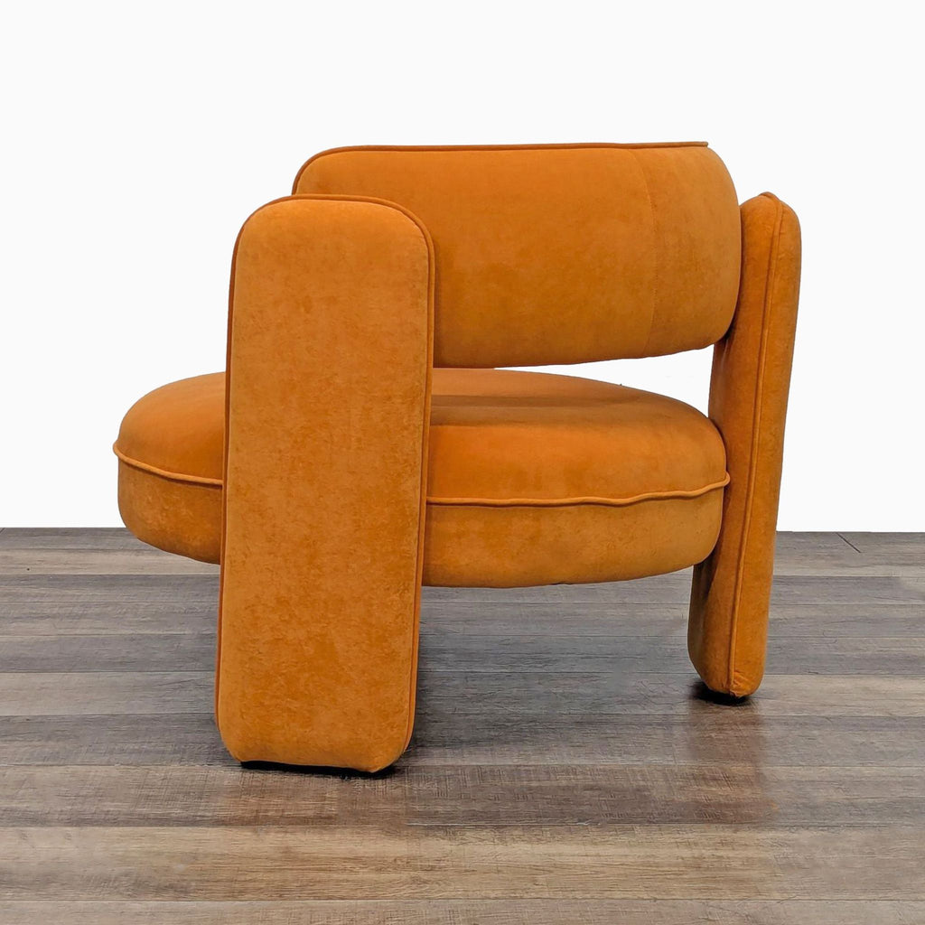 Modern Orange Velvet Rounded Accent Chair