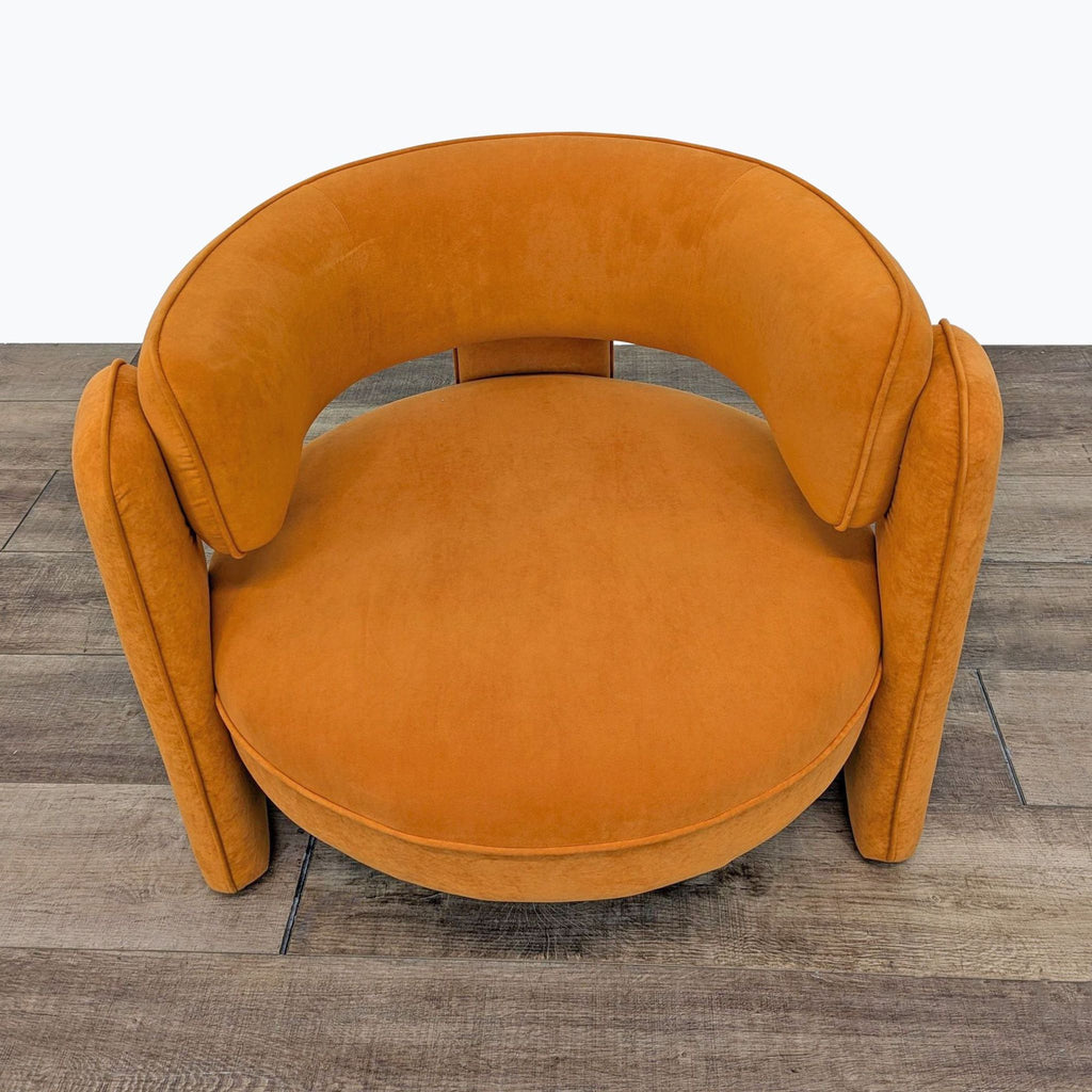 Modern Orange Velvet Rounded Accent Chair