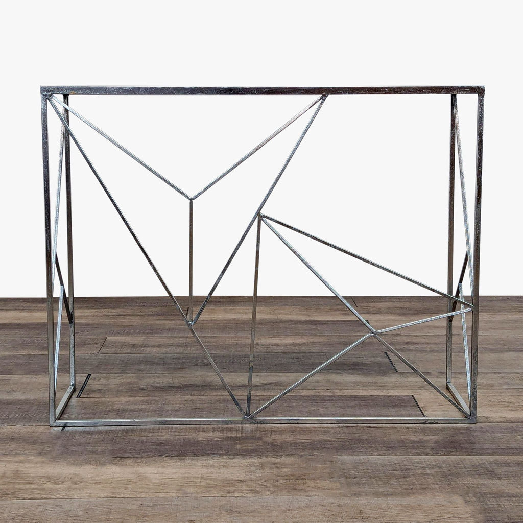 a metal frame with a geometric pattern.