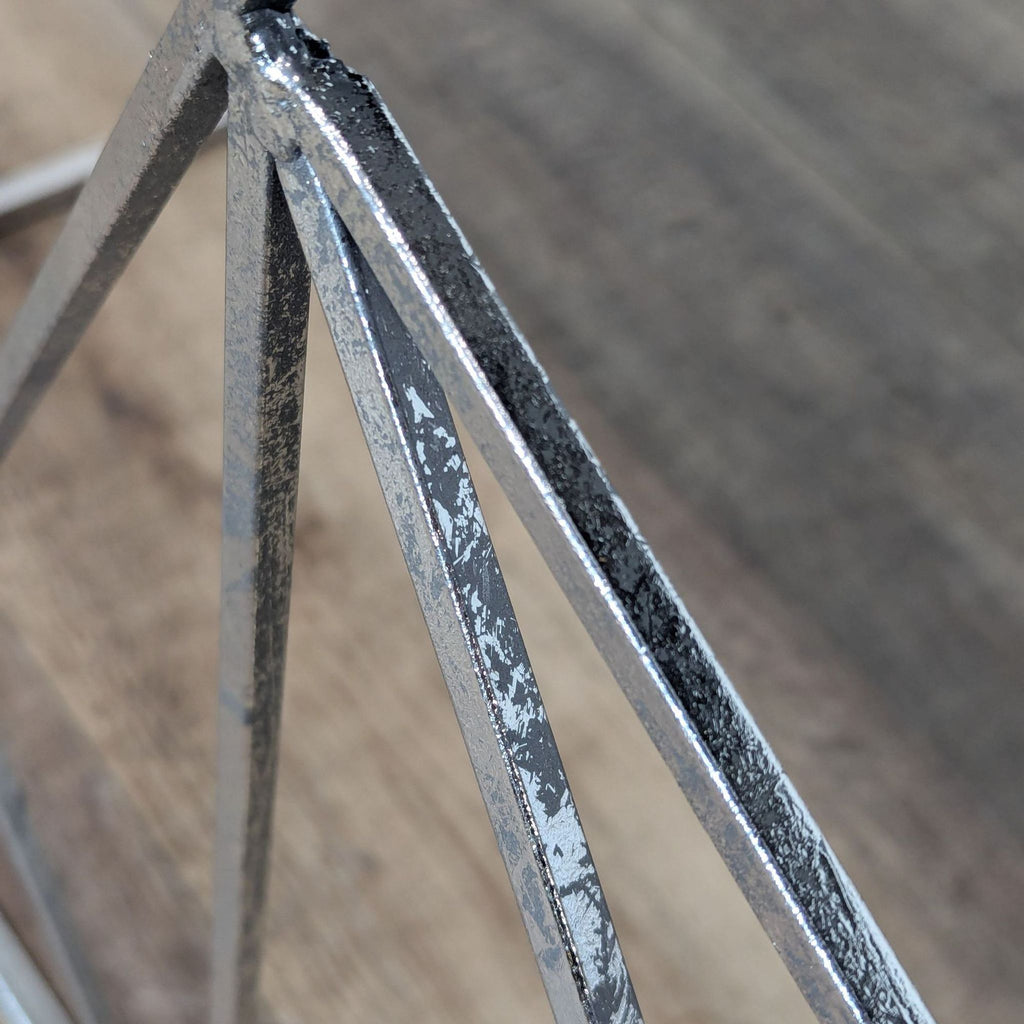 a close up of the metal railings.