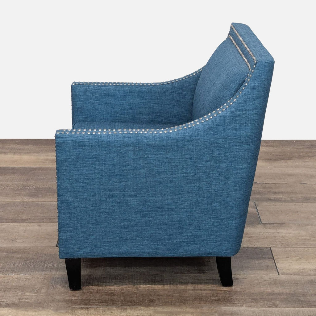 Contemporary Blue Armchair with Nailhead Trim