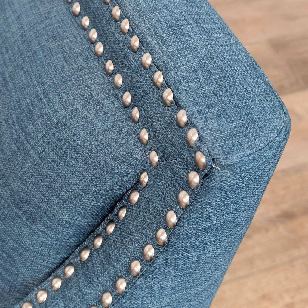 Contemporary Blue Armchair with Nailhead Trim