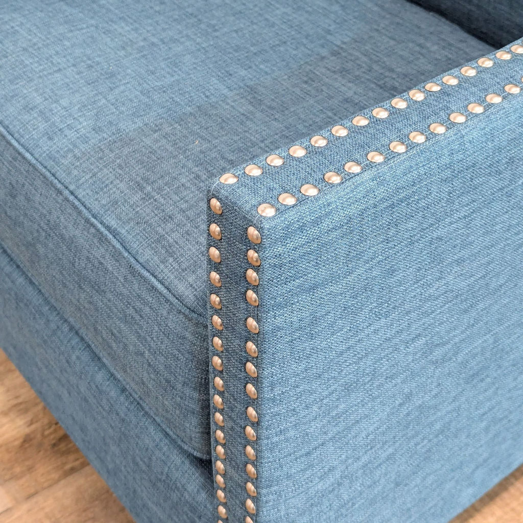 Contemporary Blue Armchair with Nailhead Trim