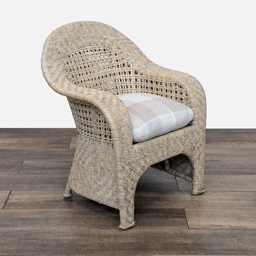 McGuire Woven Wicker Lounge Chair with Cushion