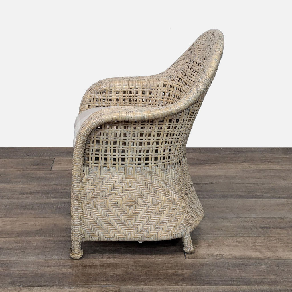 McGuire Woven Wicker Lounge Chair with Cushion