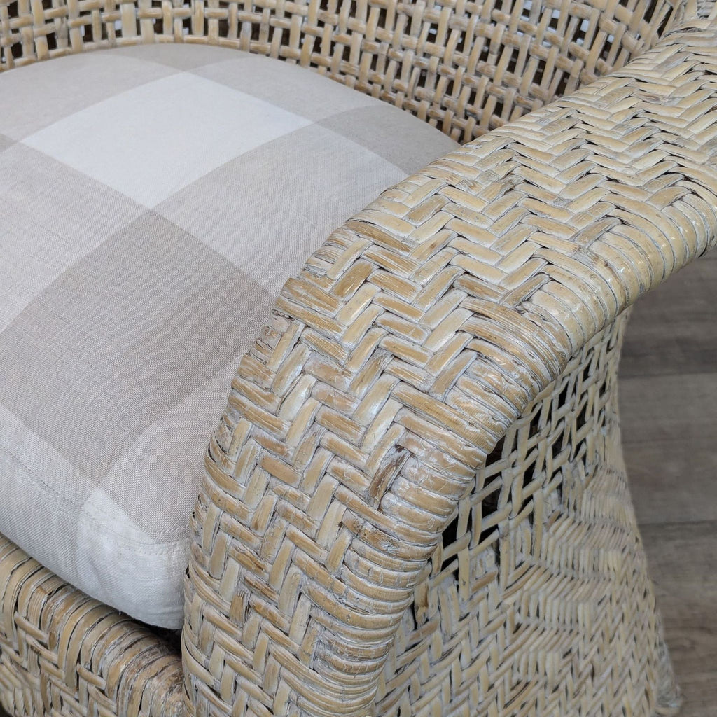 McGuire Woven Wicker Lounge Chair with Cushion