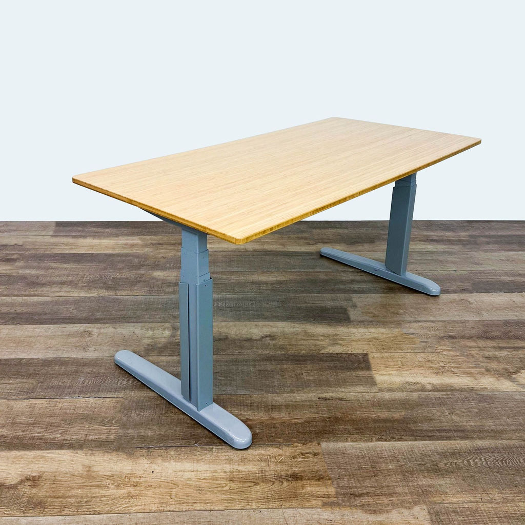 Adjustable Height Standing Desk with Bamboo Top