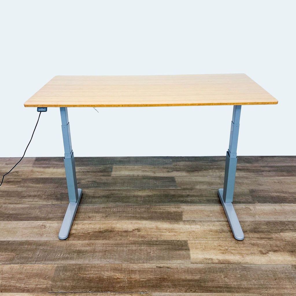 Adjustable Height Standing Desk with Bamboo Top