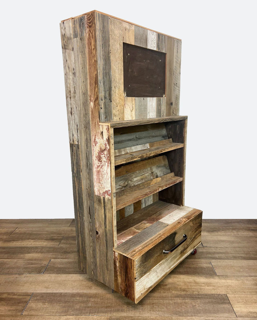 Rustic Wood Bookshelf with Spacious Drawer