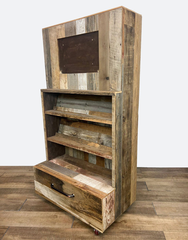 Rustic Wood Bookshelf with Spacious Drawer