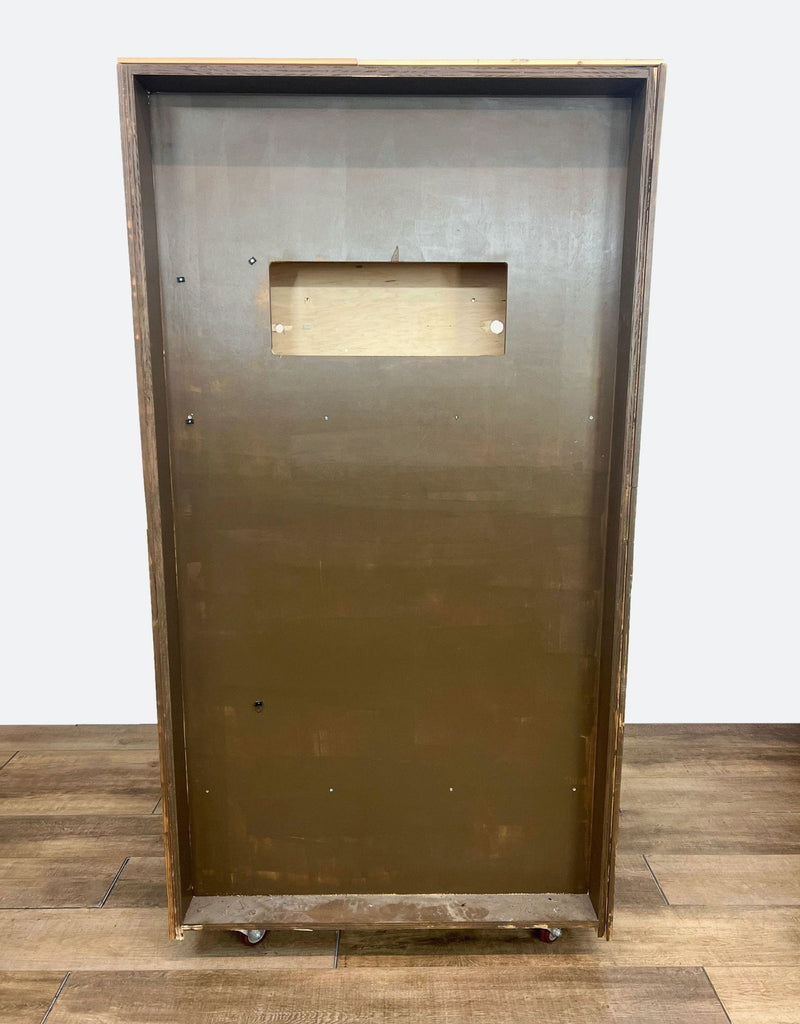 a vintage industrial style metal and wood cabinet