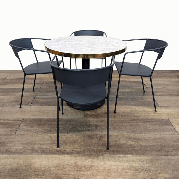 the [ unused0 ] dining table with black and white chairs