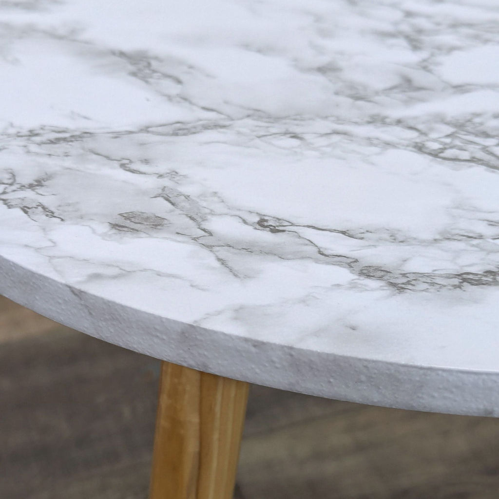 marble table top with a white marble top