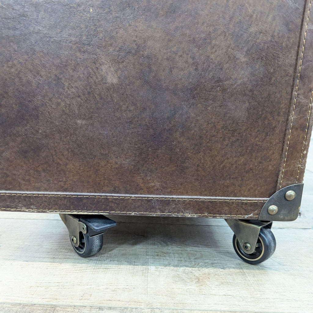 Restoration Hardware Mayfair Leather Steamer Trunk Secretary