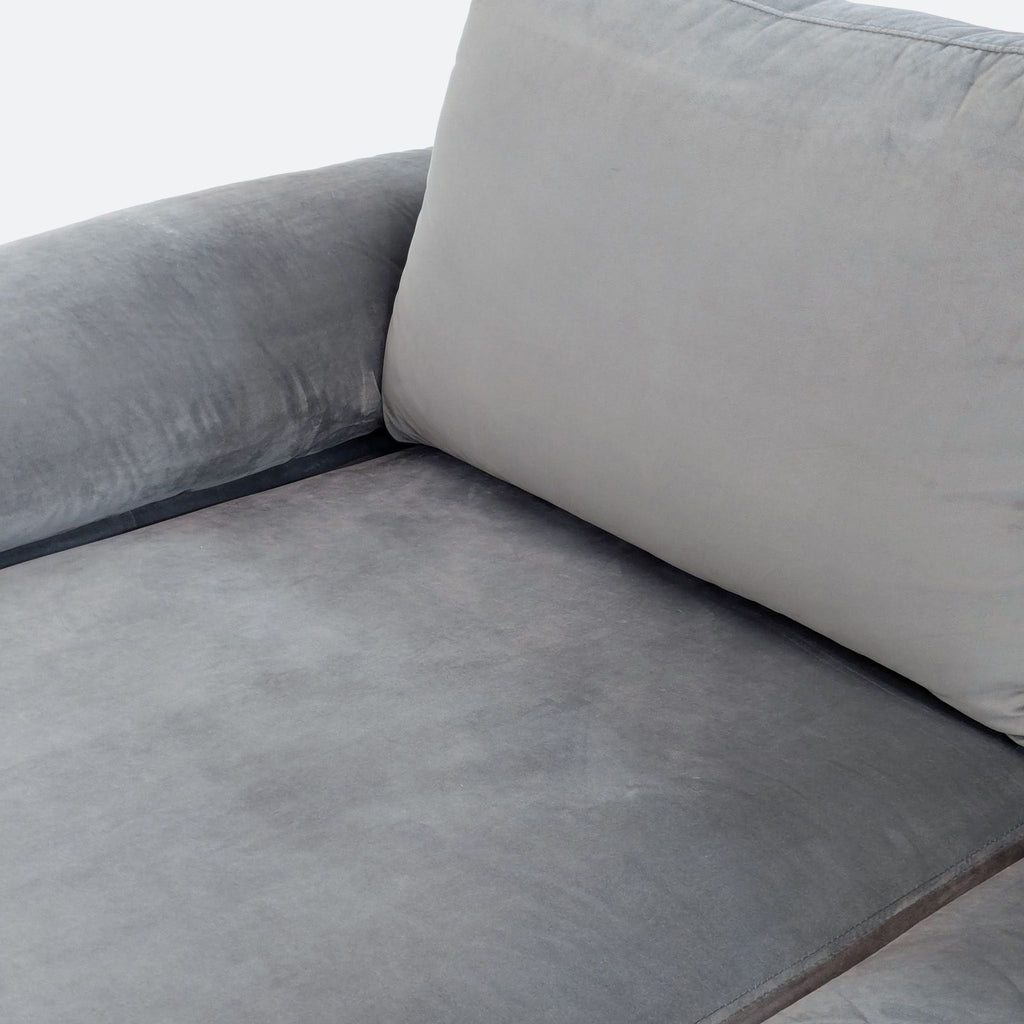 Modern Gray Velvet Sectional Sofa with Gold Legs