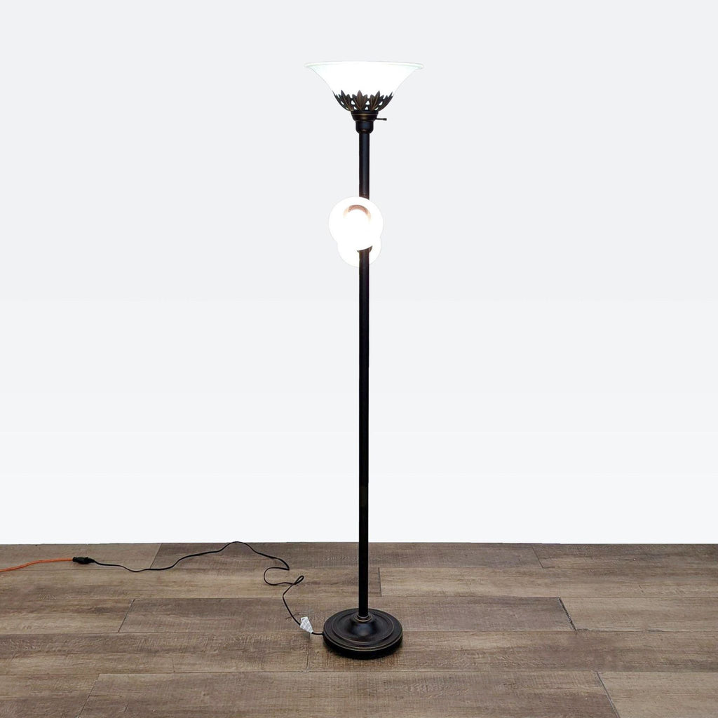 Lalia Home Bronze and White 3-Light Torchiere Floor Lamp