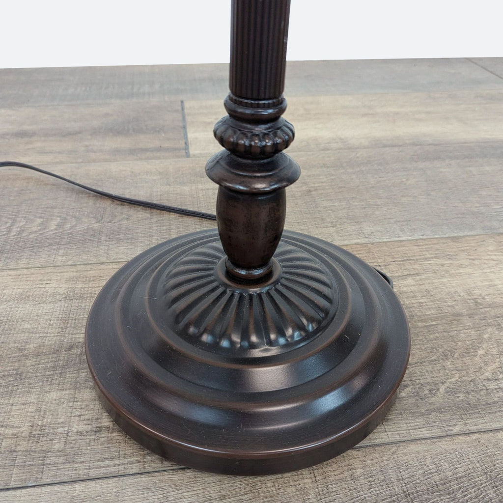 Bronze Floor Lamp with Etched Glass Shade