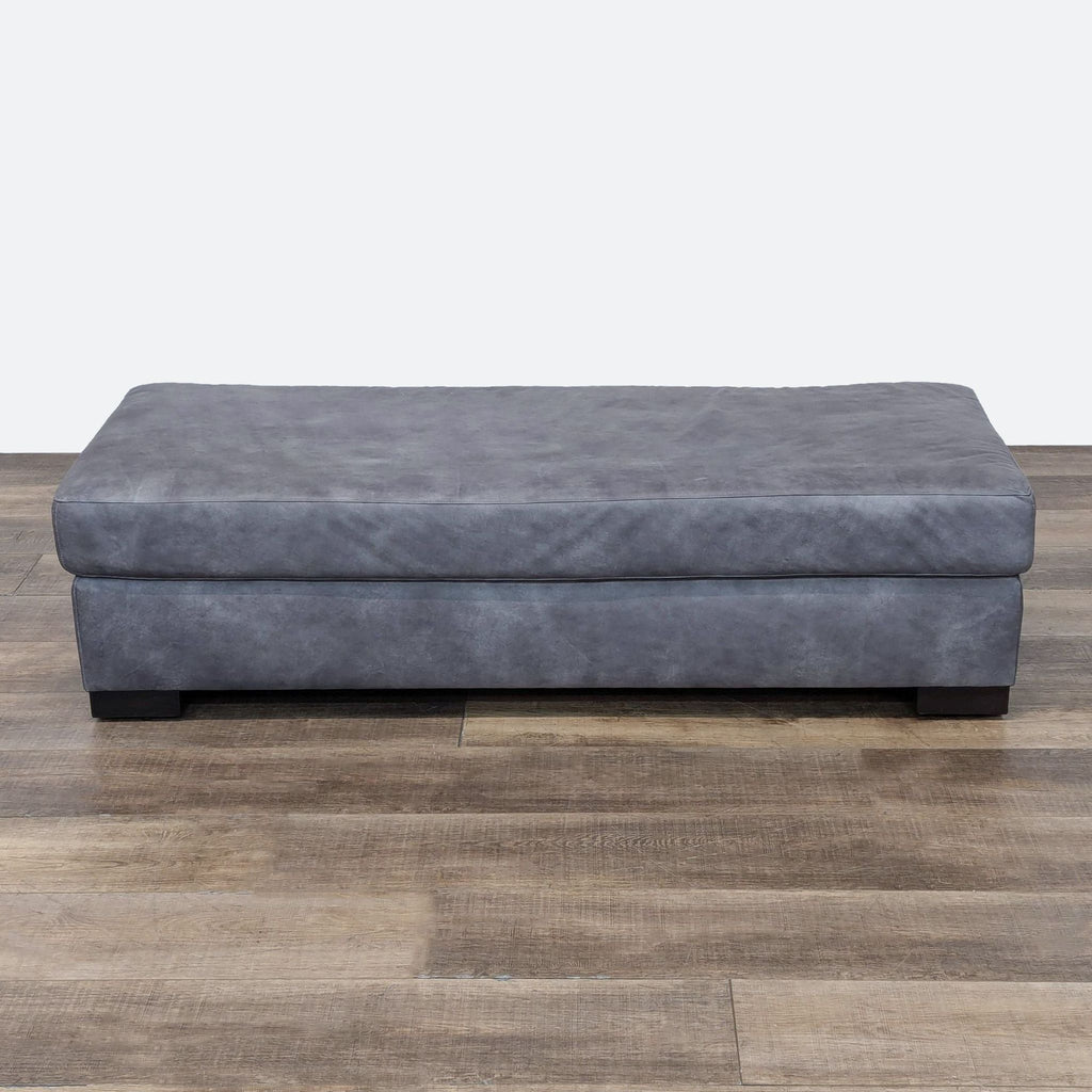 Modern Grey Leather Ottoman