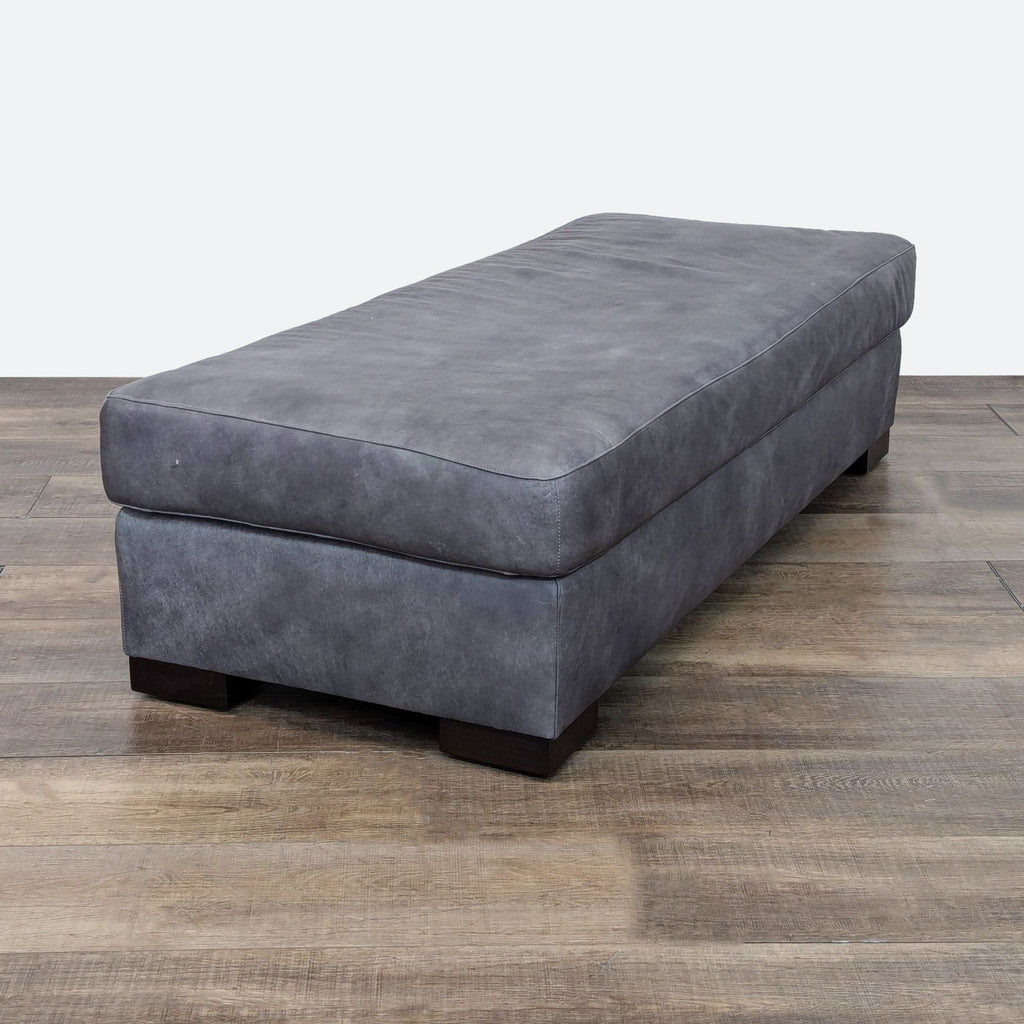 Modern Grey Leather Ottoman