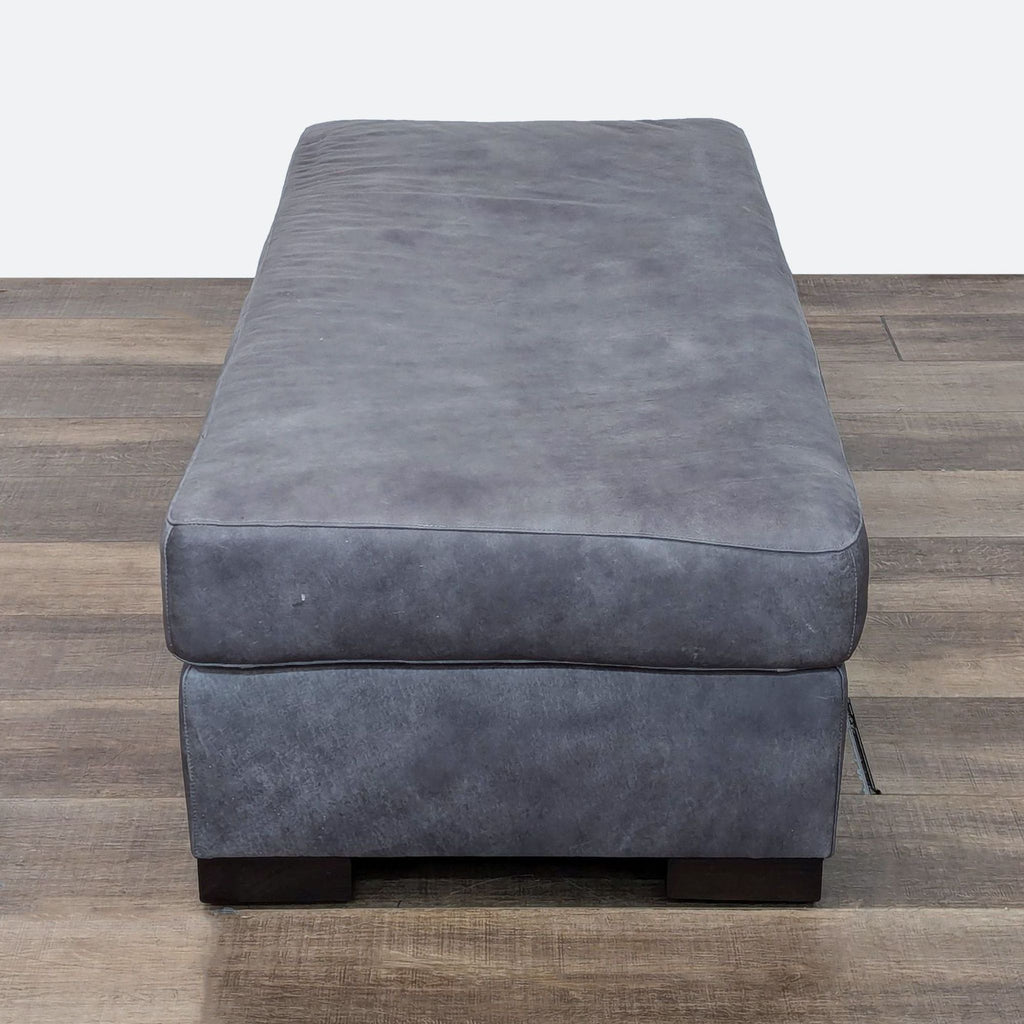 Modern Grey Leather Ottoman