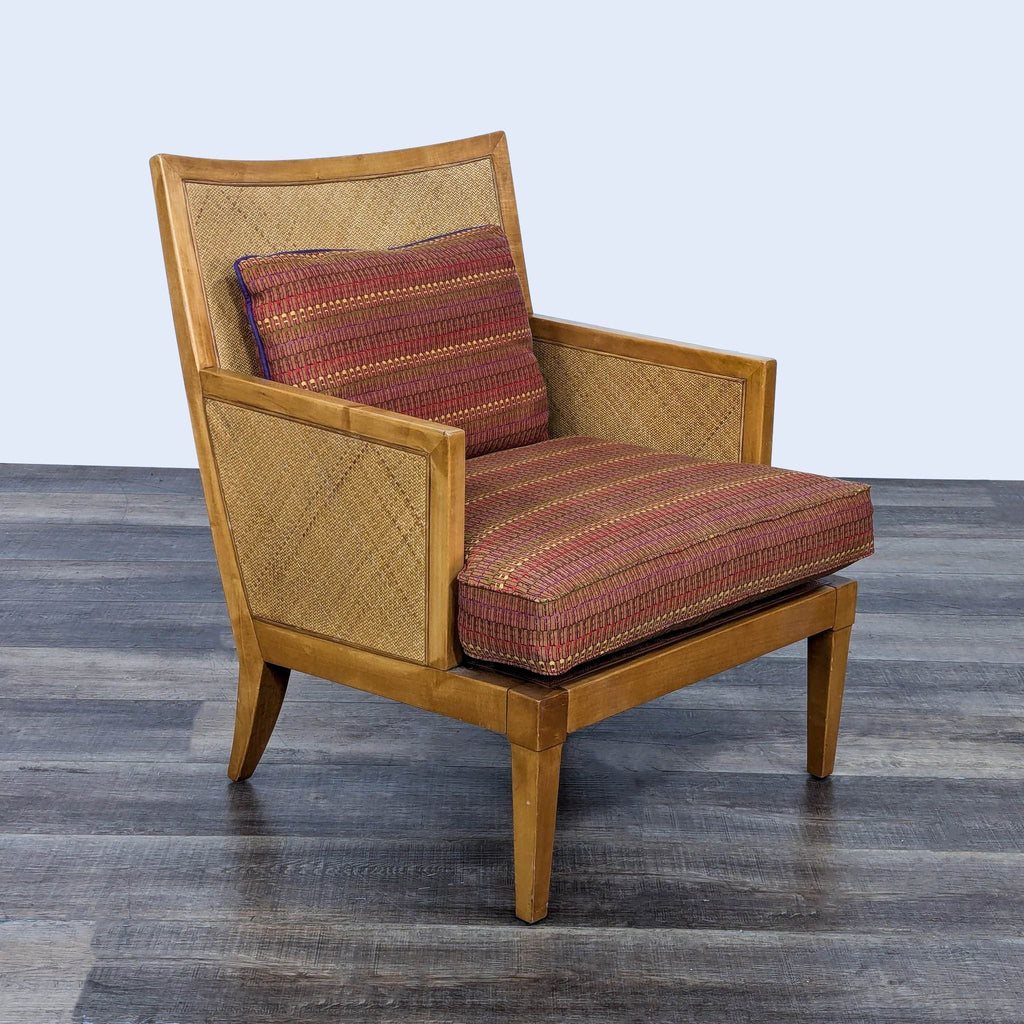 a pair of mid century rattan chairs