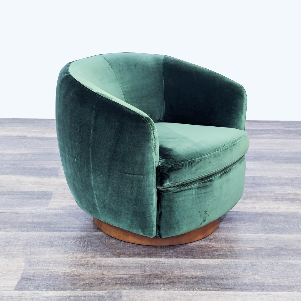 a pair of vintage italian velvet swivel chairs