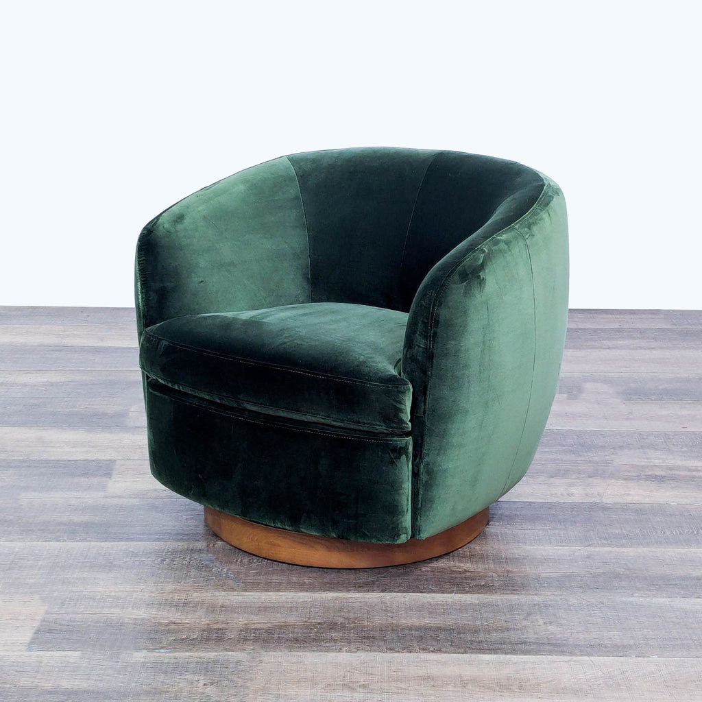 Modern Green Velvet Swivel Chair by Jason Furnitire
