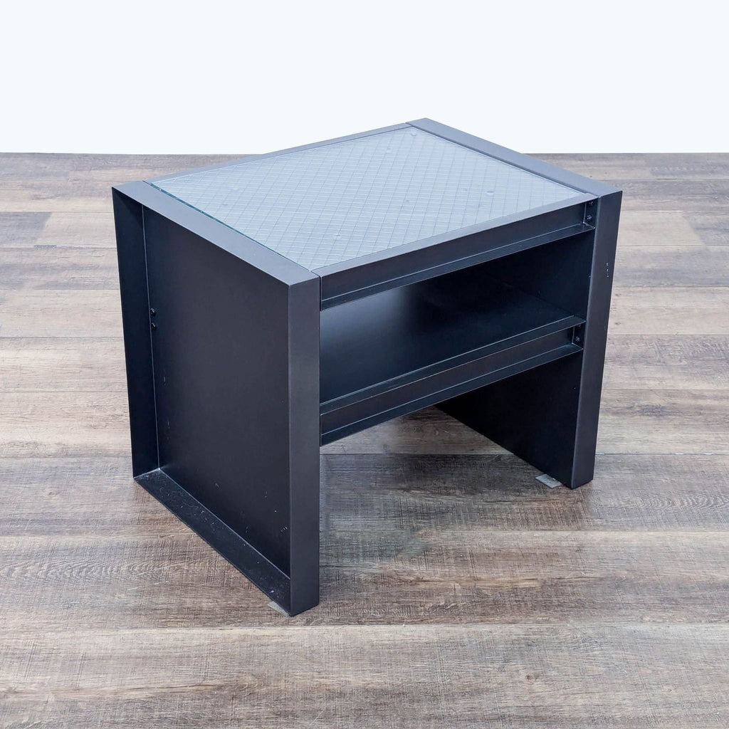 the side table is made from a steel frame.