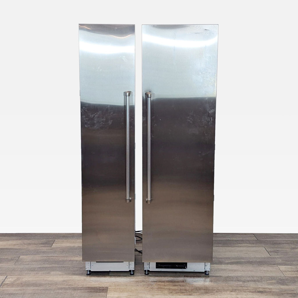 Sleek stainless steel Bertazzoni freezers with a modern finish.