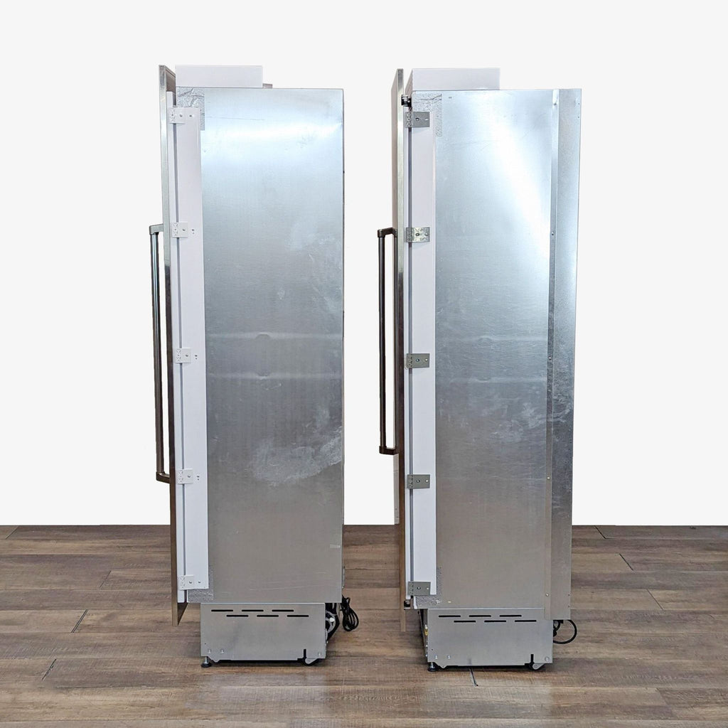 Side view of Bertazzoni freezers highlighting durable construction.
