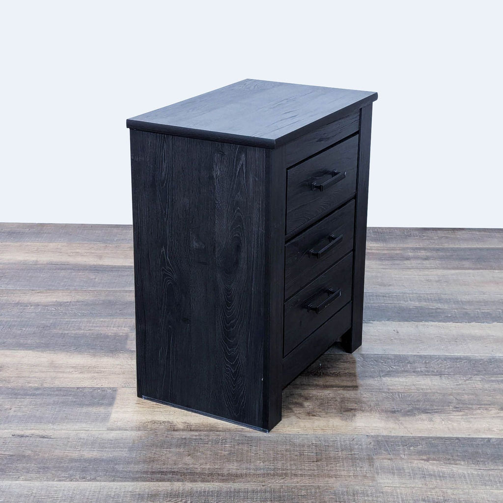 the urban port upt - 195129 black wood 3 drawer bedside table