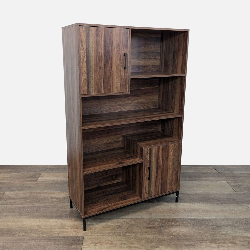 Contemporary Faux Wood Lumiere Bookcase with Cabinets by Noble House