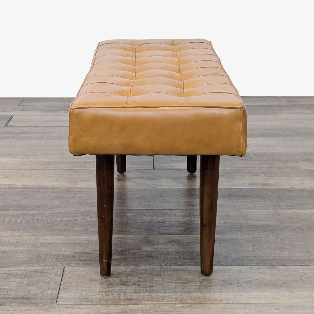 a brown leather bench by [ unused0 ], 1970s