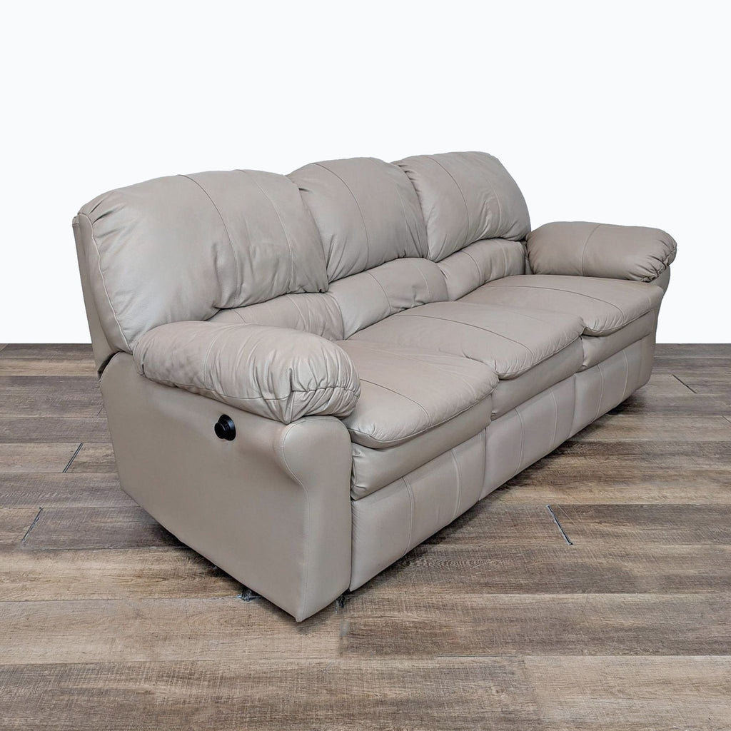 Berkline Plush 3-Seat Leather Reclining Sofa