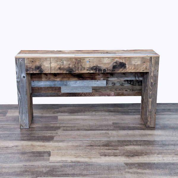 the rustic wood bench with drawers