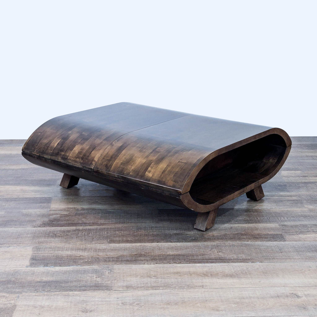 Oval Wood Coffee Table with Storage