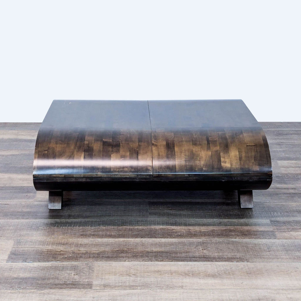 Oval Wood Coffee Table with Storage