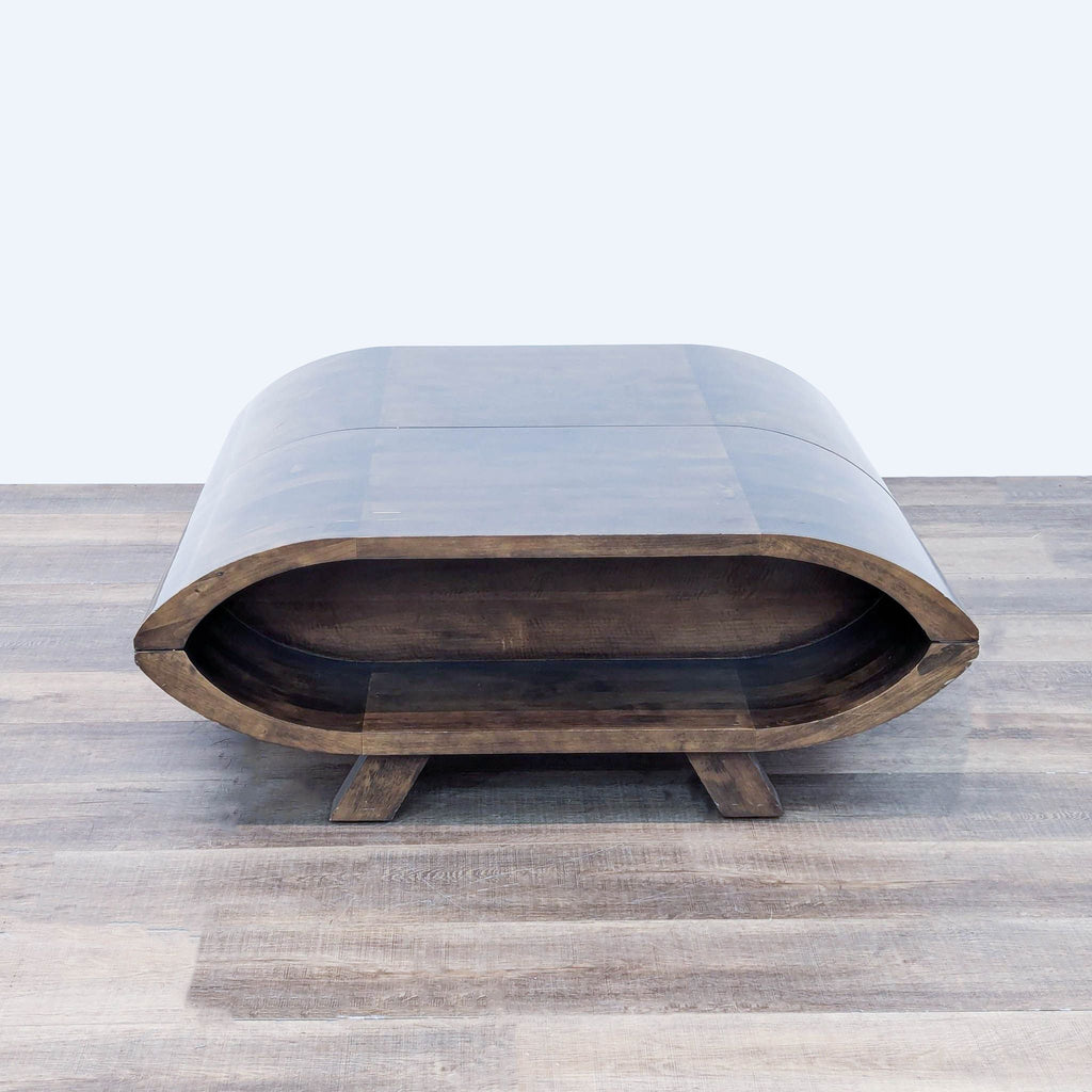 Oval Wood Coffee Table with Storage