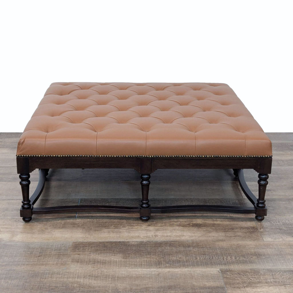 Classic Leather Tufted Square Ottoman