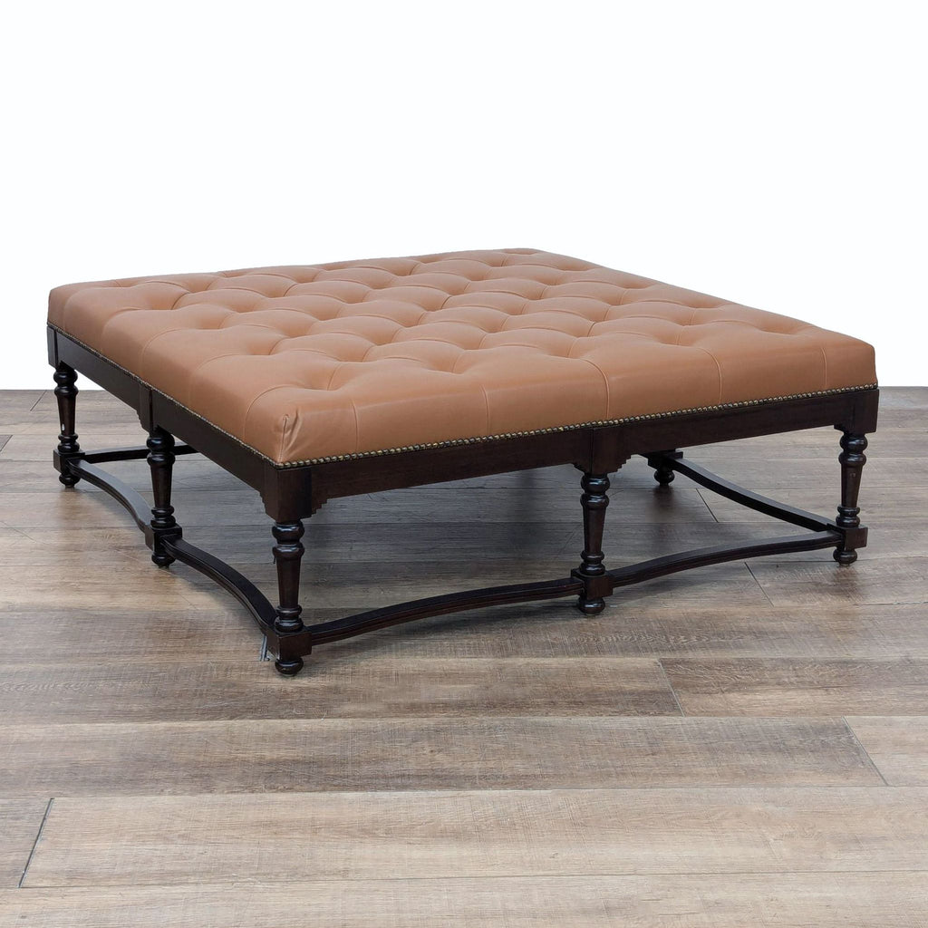 a 19th century french leather tufted ottoman