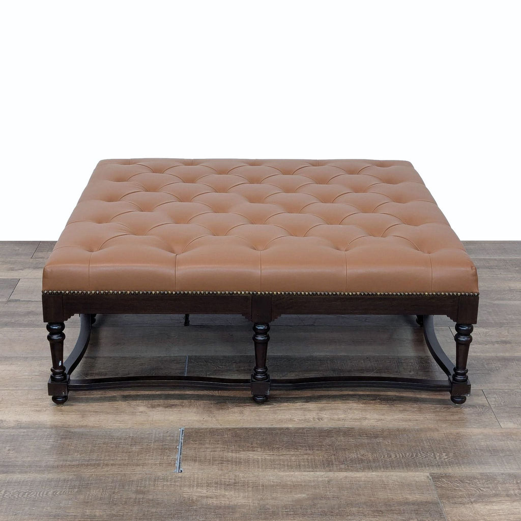 Classic Leather Tufted Square Ottoman