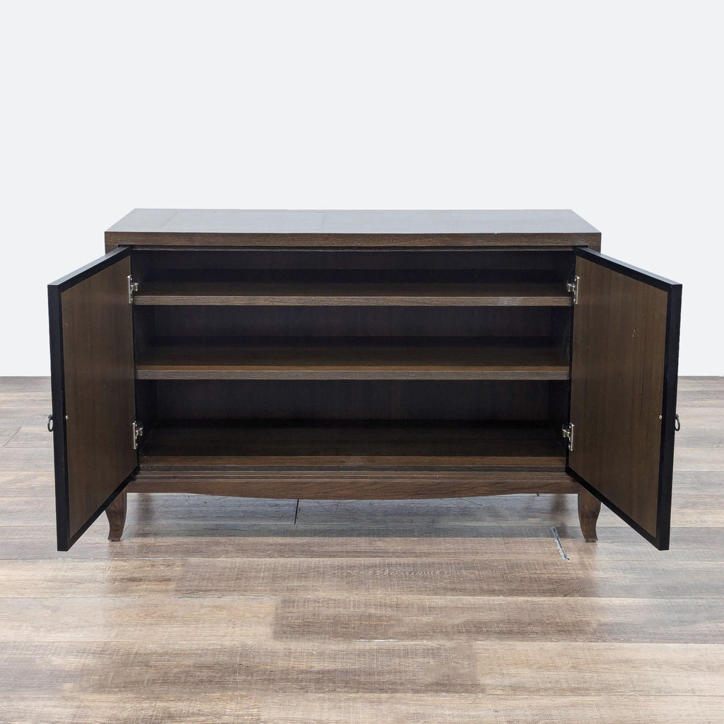 the image for 1950s modern black and brown sideboard