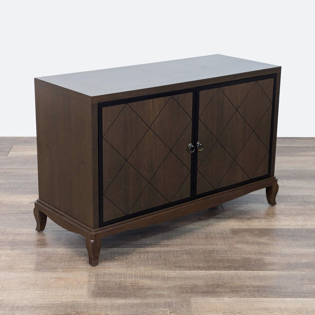 Two Door Storage Cabinet with Diamond Pattern Doors