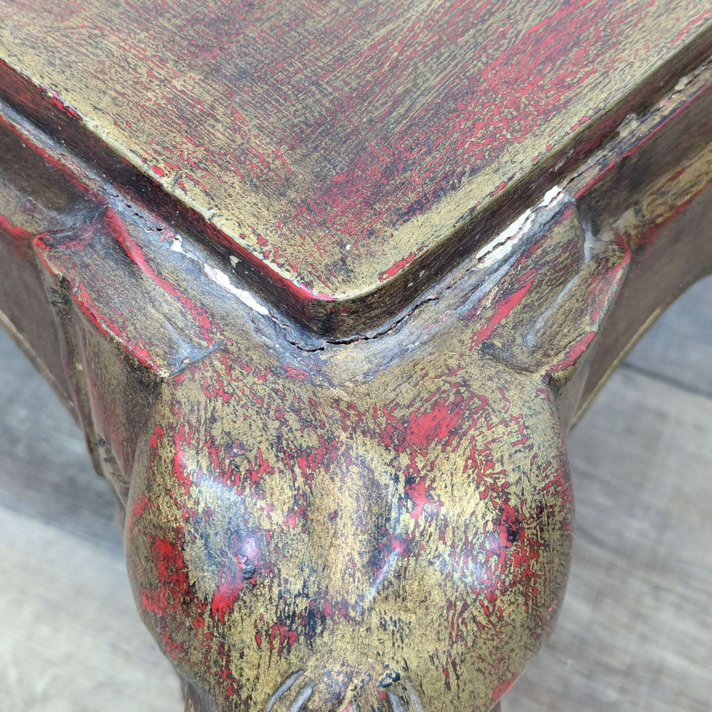 Carved Elephant Heads Accent Table